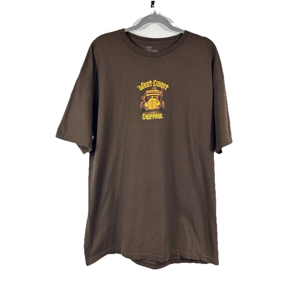 VTG West Coast Choppers Shirt XL Brown Original Outlaw Hot Rod Jesse James Y2K